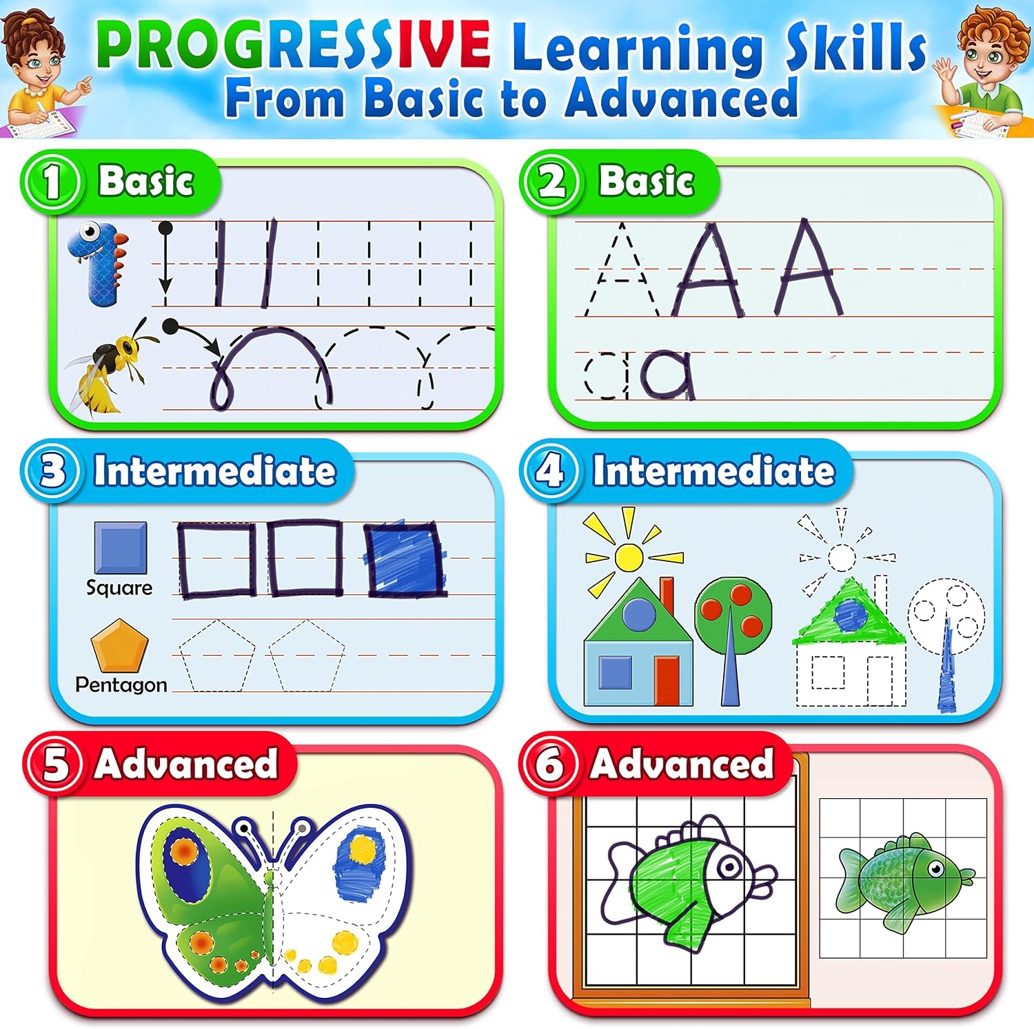 image:imageCurious 2 Learn Hardcover Preschool Activity Workbook for Kids Ages 35  32 Montessori Learning Activities with 9 Markers  ABC Numbers Colors amp Shapes  Educational Gift for Boys amp GirlsBlue