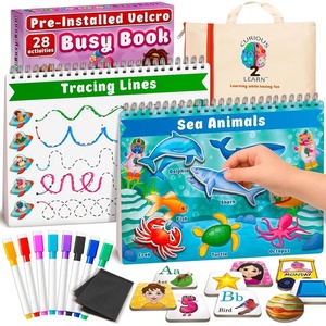 image:imageCurious 2 Learn Busy Book for Toddlers 35  Montessori Preschool Learning Activities Velcro Sensory Toy Travel Toys Airplane Car 28 Activities with Carry Bag amp Markers  PreK Gift Boys GirlsPink