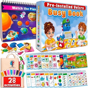 image:imageCurious 2 Learn Busy Book for Toddlers 35  Montessori Preschool Learning Activities Velcro Sensory Toy Travel Toys Airplane Car 28 Activities with Carry Bag amp Markers  PreK Gift Boys GirlsBlue